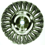 6" Diameter - 1/2-5/8" Arbor Hole - Knot Twist Steel Wire Straight Wheel - Benchmark Tooling