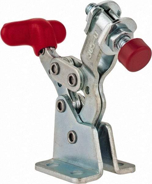 De-Sta-Co - 150 Lb Holding Capacity, Horizontal Handle, Manual Hold Down Toggle Clamp - 170° Handle Movement, 90° Bar Opening, U-Bar, Flanged Base, Electro-Plated Zinc, Carbon Steel - Benchmark Tooling