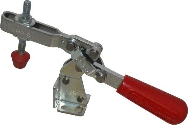 De-Sta-Co - 375 Lb Holding Capacity, Vertical Handle, Manual Hold Down Toggle Clamp - 60° Handle Movement, 185° Bar Opening, U-Bar, Flanged Base, Electro-Plated Zinc, Carbon Steel - Benchmark Tooling