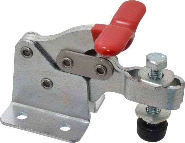 De-Sta-Co - 350 Lb Holding Capacity, Horizontal Handle, Manual Hold Down Toggle Clamp - 173° Handle Movement, 92° Bar Opening, U-Bar, Flanged Base, Electro-Plated Zinc, Carbon Steel - Benchmark Tooling