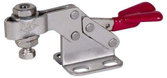 De-Sta-Co - 750 Lb Holding Capacity, Horizontal Handle, Manual Hold Down Toggle Clamp - 168° Handle Movement, 90° Bar Opening, U-Bar, Flanged Base, Electro-Plated Zinc, Stainless Steel - Benchmark Tooling