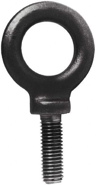 Made in USA - 4,000 Lb Capacity, Steel, 5/8-11 Thread, Fixed Lifting Eye Bolt - Fully Threaded, 1-3/4" Shank, 1-3/4" Thread Length, Shoulder - Benchmark Tooling