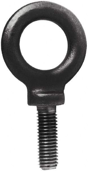 Made in USA - 3,200 Lb Capacity, Steel, 9/16-12 Thread, Fixed Lifting Eye Bolt - Fully Threaded, 1-3/4" Shank, 1-3/4" Thread Length, Shoulder - Benchmark Tooling
