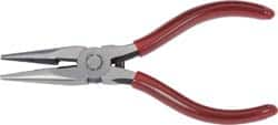 Proto - 5-9/16" OAL, 1-11/16" Jaw Length x 1/2" Jaw Width, Long Nose Side Cutting Chain Nose Pliers - Serrated Jaw, Needle Nose Head, Plastisol Handles, with Spring - Benchmark Tooling