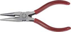 Proto - 7-1/2" OAL, 2-5/8" Jaw Length x 3/4" Jaw Width, Long Nose Side Cutting Needle Nose Pliers - Serrated Jaw, Plastisol Handles - Benchmark Tooling