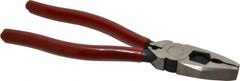 Proto - 8-3/8" OAL, 1-3/4" Jaw Length x 1-1/16" Jaw Width, Linesman's Pliers - Serrated Pipe Jaw, Flat Nose Head, Plastisol Handles - Benchmark Tooling