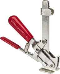 De-Sta-Co - 500 Lb Holding Capacity, Vertical Handle, Manual Hold Down Toggle Clamp - 57° Handle Movement, 99° Bar Opening, Solid Bar, Flanged Base, Electro-Plated Zinc, Carbon Steel - Benchmark Tooling