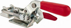 De-Sta-Co - 2,000 Lb Capacity, Horizontal, U Hook, Flanged Base, Carbon Steel Pull Action Latch Clamp - 2-1/2" Drawing Movement, 8.2" OAL, Threaded U Hook, Straight Handle - Benchmark Tooling