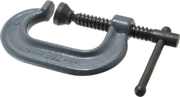 Wilton - Regular-Duty 2" Max Opening, 1-13/16" Throat Depth, Forged Steel Standard C-Clamp - 2,700 Lb Capacity, 0" Min Opening, Standard Throat Depth - Benchmark Tooling