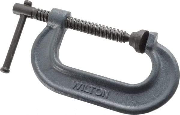 Wilton - Regular-Duty 3" Max Opening, 1-15/16" Throat Depth, Forged Steel Standard C-Clamp - 3,000 Lb Capacity, 0" Min Opening, Standard Throat Depth - Benchmark Tooling