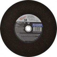 Milwaukee Tool - 14" 36 Grit Aluminum Oxide Cutoff Wheel - 3/32" Thick, 1" Arbor, 4,365 Max RPM, Use with Angle Grinders - Benchmark Tooling