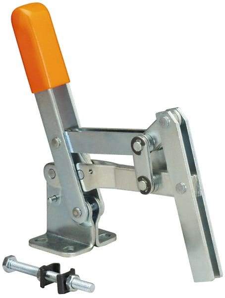 Lapeer - 400 Lb Holding Capacity, Vertical Handle, Manual Hold Down Toggle Clamp - 65° Handle Movement, 120° Bar Opening, U-Bar, Flanged Base, Carbon Steel - Benchmark Tooling