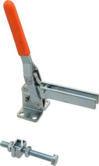 Lapeer - 200 Lb Holding Capacity, Vertical Handle, Manual Hold Down Toggle Clamp - 60° Handle Movement, 110° Bar Opening, U-Bar, Flanged Base, Carbon Steel - Benchmark Tooling