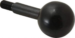 Gibraltar - 10-32 Stem, 3/4" Knob Diam, 1/4" Shaft Diam, Gear Lever Arm with Ball Knob - 3/8" Thread Length, 1-1/2" Handle Length, Carbon Steel Shaft, Plastic Knob - Benchmark Tooling