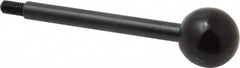 Gibraltar - 10-32 Stem, 3/4" Knob Diam, 1/4" Shaft Diam, Gear Lever Arm with Ball Knob - 3/8" Thread Length, 3" Handle Length, Carbon Steel Shaft, Plastic Knob - Benchmark Tooling