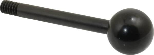 Gibraltar - 1/4-20 Stem, 3/4" Knob Diam, 1/4" Shaft Diam, Gear Lever Arm with Ball Knob - 3/8" Thread Length, 2-1/2" Handle Length, Carbon Steel Shaft, Plastic Knob - Benchmark Tooling