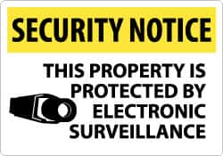 NMC - "Security Notice - This Property Is Protected by Electronic Surveillance", 14" Long x 20" Wide, Aluminum Safety Sign - Rectangle, 0.04" Thick, Use for Security & Admittance - Benchmark Tooling