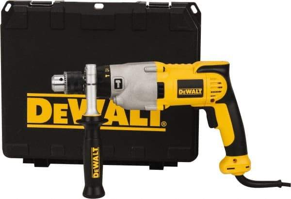 DeWALT - 120 Volt 1/2" Keyed Chuck Electric Hammer Drill - 0 to 56,000 BPM, 0 to 1,200 & 0 to 3,500 RPM, Reversible - Benchmark Tooling