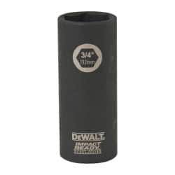 DeWALT - 3/8" Drive 3/4" Deep Impact Socket - 6 Points, 2-1/2" OAL - Benchmark Tooling