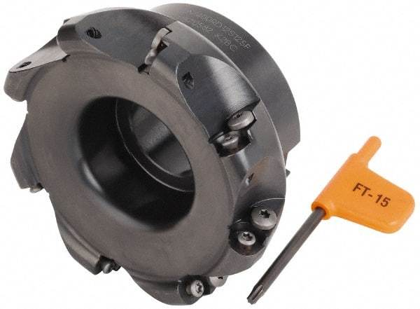 Kennametal - 101.6mm Cut Diam, 6mm Max Depth, 1-1/4" Arbor Hole, 8 Inserts, RD.. 12T3... Insert Style, Indexable Copy Face Mill - KDM400 Cutter Style, 50.04mm High, Series KDM - Benchmark Tooling