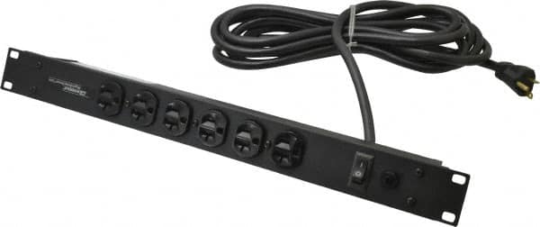 Wiremold - 6 Outlets, 120 Volts, 20 Amps, 15' Cord, Power Outlet Strip - Rack Mount, 6 Front NEMA Configuration, 19" Strip, cULus Recognized - Benchmark Tooling