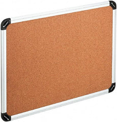 UNIVERSAL - 48" Wide x 36" High Open Cork Bulletin Board - Natural Cork, Silver Frame - Benchmark Tooling