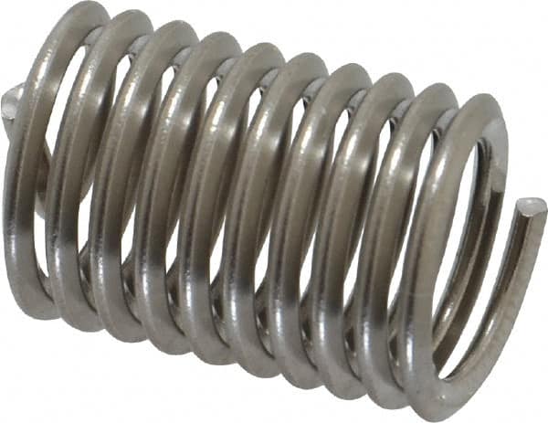 Heli-Coil - 3/8-16 UNC, 3/4" OAL, Free Running Helical Insert - 10 Free Coils, Tanged, Stainless Steel, 2D Insert Length - Benchmark Tooling