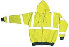 OccuNomix - Size L General Purpose & High Visibility Sweatshirt - Yellow, Polyester, Zipper Closure, 39 to 43" Chest - Benchmark Tooling