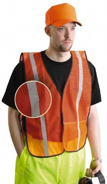 OccuNomix - Size XL High Visibility Orange Mesh General Purpose Vest - 44 to 46" Chest, Hook & Loop Closure, 1 Pocket, Polyester - Benchmark Tooling