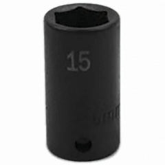 SK - Impact Socket - 3/8"DR 6PT 15MM SEMI-DEEP IMPACT SOCKET - Benchmark Tooling