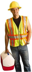 OccuNomix - Size M/L High Visibility Yellow Mesh Expandable Vest - 42 to 48" Chest, ANSI 107-2015, Zipper Closure, 3 Pockets, Polyester - Benchmark Tooling