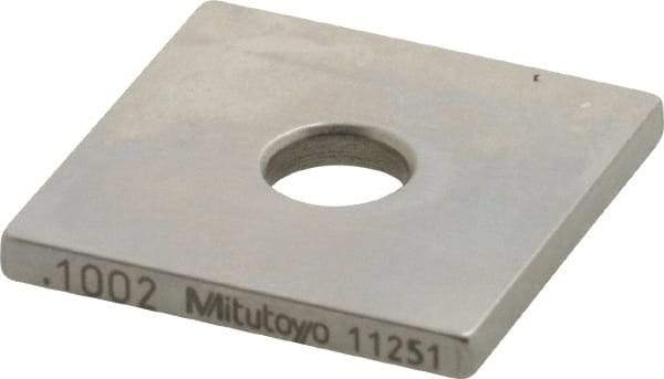 Mitutoyo - 0.1002" Square Steel Gage Block - Accuracy Grade 0, Includes Certificate of Inspection - Benchmark Tooling