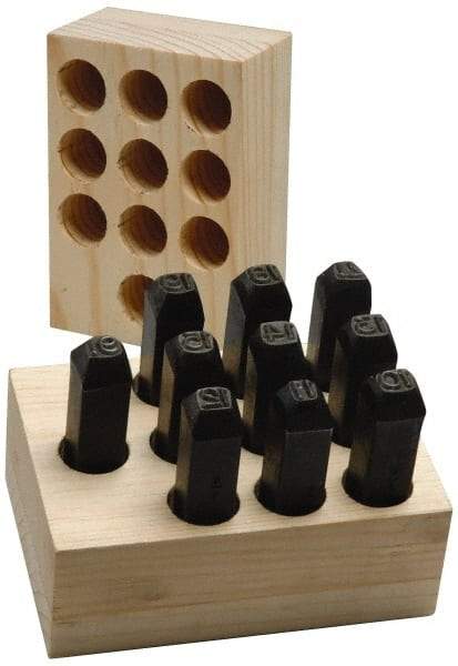 Made in USA - 10 Piece, 1/8" Character Steel Stamp Set - Double Digit Figures, Double Digits - Benchmark Tooling