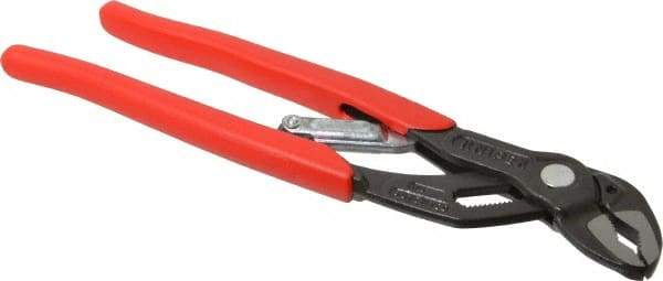 Knipex - 10" OAL, 1-1/4" Max Capacity, 1" Jaw Length, 19 Position Adjustable Tongue & Groove Pliers - Self-Gripping V-Jaws, Standard Head, Plastic Coated Handles - Benchmark Tooling