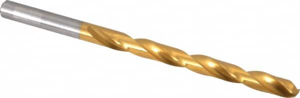 Chicago-Latrobe - Letter B 135° High Speed Steel Jobber Drill - TiN Finish, Right Hand Cut, Spiral Flute, Straight Shank, 4" OAL, Split Point - Benchmark Tooling