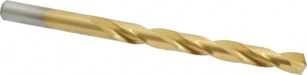 Chicago-Latrobe - Letter J 135° High Speed Steel Jobber Drill - TiN Finish, Right Hand Cut, Spiral Flute, Straight Shank, 4-1/8" OAL, Split Point - Benchmark Tooling