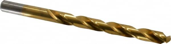 Chicago-Latrobe - Letter Q 135° High Speed Steel Jobber Drill - TiN Finish, Right Hand Cut, Spiral Flute, Straight Shank, 4-3/4" OAL, Split Point - Benchmark Tooling