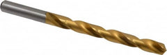 Chicago-Latrobe - Letter T 135° High Speed Steel Jobber Drill - TiN Finish, Right Hand Cut, Spiral Flute, Straight Shank, 4-7/8" OAL, Split Point - Benchmark Tooling
