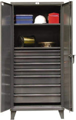 Strong Hold - 2 Shelf 7 Bin Locking Storage Cabinet - Steel, 36" Wide x 24" Deep x 78" High, Dark Gray - Benchmark Tooling