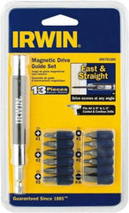 Irwin - 13 Piece, 1/4" Drive Screwdriver Drive Guide - #1 to #3 Phillips, 0.05 to 1/4" Hex, 1.27 to 10mm Hex, #1 & #2 Square Recess - Benchmark Tooling