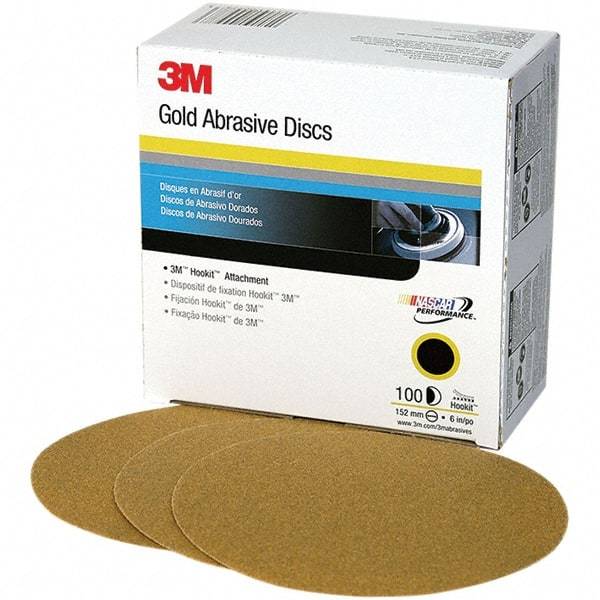 3M - 6" Diam, 120 Grit, Aluminum Oxide Hook & Loop Disc - Fine Grade, Coated, C Weight Paper Backing, Series 236U - Benchmark Tooling
