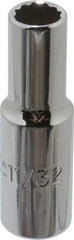 Proto - 11/32", 3/8" Drive, Deep Hand Socket - 12 Points, 2-1/8" OAL, Alloy Steel, Chrome Finish - Benchmark Tooling