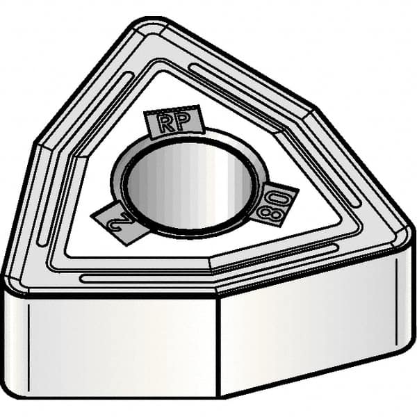 Kennametal - WNMG432 RP Grade KCM25B Carbide Turning Insert - TiOCN Finish, 80° Trigon, 1/2" Inscr Circle, 3/16" Thick, 1/32" Corner Radius - Benchmark Tooling