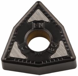 Kennametal - WNMG432 FN Grade KCK05 Carbide Turning Insert - TiCN/Al2O3 Finish, 80° Trigon, 1/2" Inscr Circle, 3/16" Thick, 1/32" Corner Radius - Benchmark Tooling