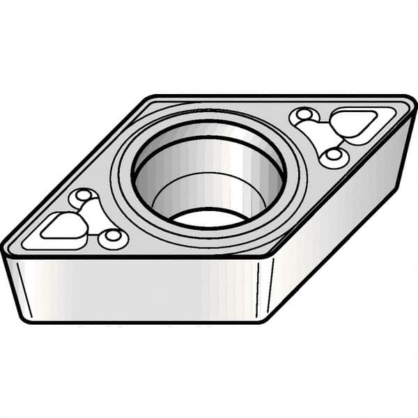Kennametal - DCMT32.53 MF Grade KCP25B Carbide Turning Insert - TiCN/Al2O3/TiOCN Finish, 55° Diamond, 3/8" Inscr Circle, 5/32" Thick, 3/64" Corner Radius - Benchmark Tooling