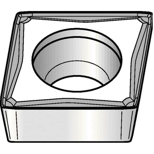 Kennametal - CPMT32.52 FW Grade KCP25 Carbide Turning Insert - TiCN/Al2O3 Finish, 80° Diamond, 3/8" Inscr Circle, 5/32" Thick, 1/32" Corner Radius - Benchmark Tooling