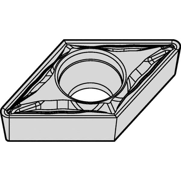 Kennametal - DCMT32.52 FP Grade KCM15 Carbide Turning Insert - TiCN/Al2O3 Finish, 55° Diamond, 3/8" Inscr Circle, 5/32" Thick, 1/32" Corner Radius - Benchmark Tooling