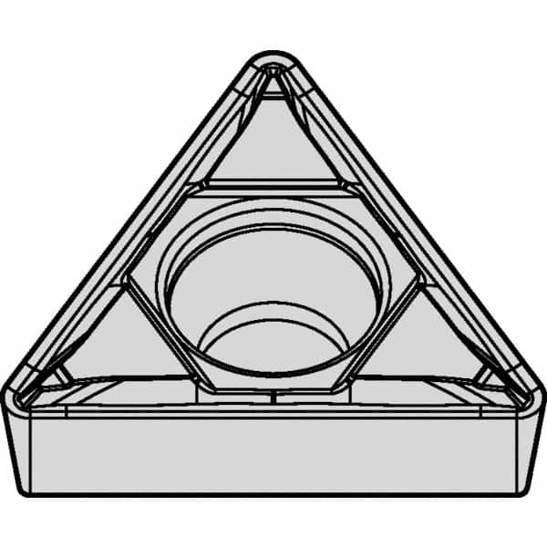 Kennametal - TPMT32.51 FP Grade KCM25 Carbide Turning Insert - TiCN/Al2O3 Finish, 60° Triangle, 3/8" Inscr Circle, 5/32" Thick, 1/64" Corner Radius - Benchmark Tooling