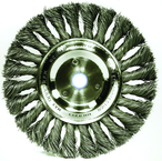 6" Diameter - 1/2-5/8" Arbor Hole - Knot Twist Stainless Straight Wheel - Benchmark Tooling