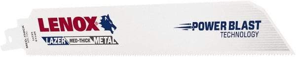 Lenox - 9" Long x 1" Thick, Bi-Metal Reciprocating Saw Blade - Straight Profile, 14 TPI, Toothed Edge - Benchmark Tooling